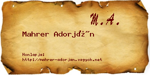 Mahrer Adorján névjegykártya